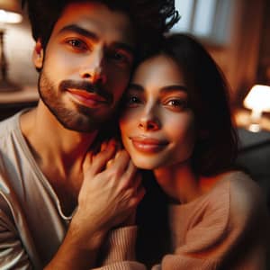 Intimate Portrait of Diverse Couple in Cozy Living Room | Fine Art Photography