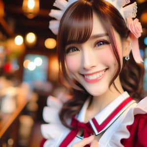 Young Woman Maid Costume | Vibrant Colors & Playful Pose