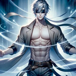 Silver-Haired Anime Male Character in Martial Arts Pose