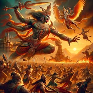 Epic Mahabharata Battle Scene | Radiant Hues & Dramatic Poses