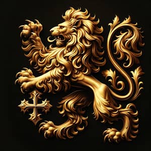 Demi-Rampant Lion Clutching Cross Crosslet | Insignia of Strength