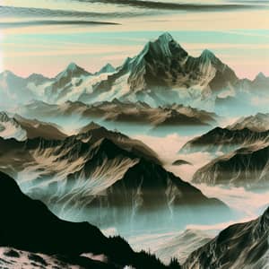 Unique Mountain Range Sketch | Vintage Aesthetic