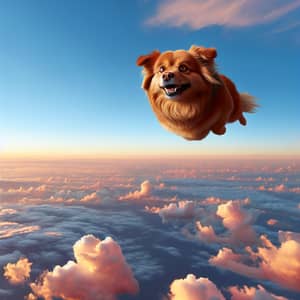 Flying Dog in Clear Sky | Unique Scene