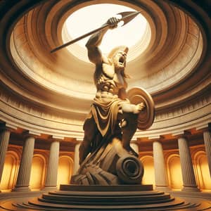 Monumental Fierce Barbarian Statue in Circular Chamber