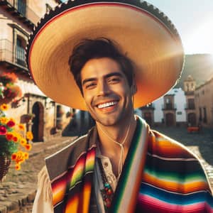 Traditional Mexican Man in Colorful Attire | Old Town Scene