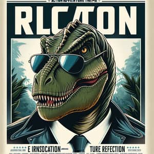 Cool T-Rex Action-Adventure Film Poster