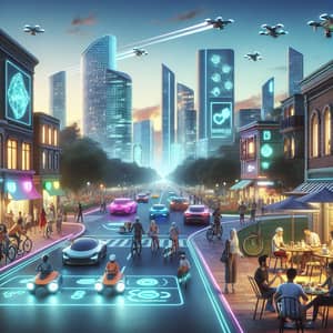 Futuristic Scene 2024: Technology and Old World Charm