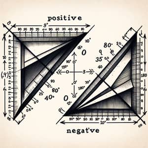 Illustration of Positive and Negative Angles with Measurements