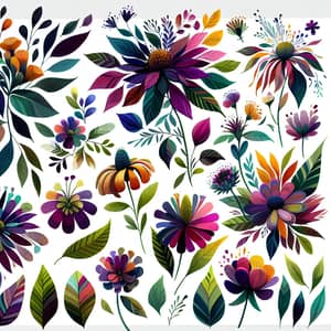 Whimsical Garden Floral Illustrations | Enchanted Blooms in Full Color