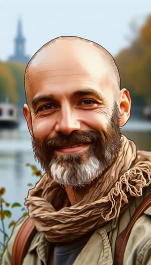 Caucasian German Man in His 40s | Portrait with Crinkle Scarf