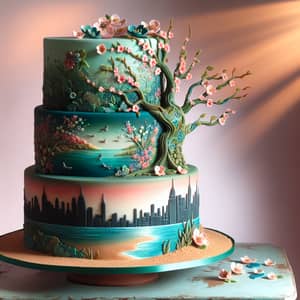 Intricately Designed Cake with Beautiful Illustrations