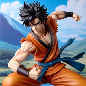 Dynamic Anime Character in Orange Martial Arts Uniform