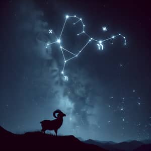 Aries and Virgo Constellations in Night Sky