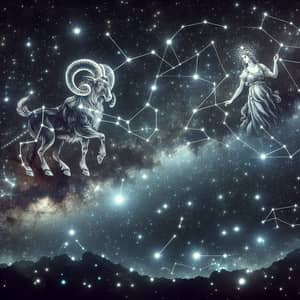 Aries and Virgo Constellations | Celestial Night Sky Image