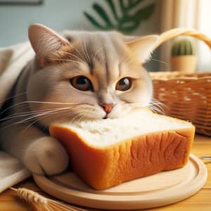 Cat Eating Bread: Adorable Feline Snacking Scene