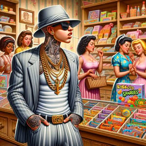 Animated Gangster in a Candy Store Scene