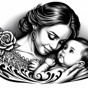 Heartwarming Mother and Baby Tattoo Design