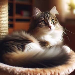 Comfortable Grey and White Domestic Cat | Best Cat Spot