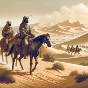 Middle Eastern Men on Horseback in Desert - Jahiliyyah Period
