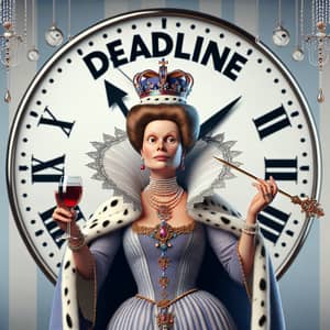 Queen of Deadlines with Wine | Deadline Humor Image