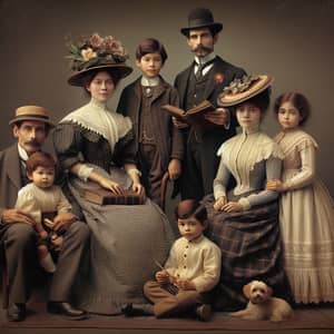 19th Century Filipino Family Portrait with Parents and Children