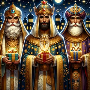 Three Kings: Gold, Frankincense, & Myrrh Illustration