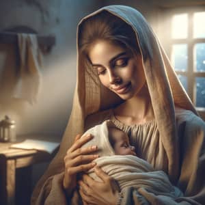 Serene Holy Mother and Baby in Ancient Middle-Eastern Setting