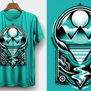 Vibrant Turquoise Trending T-Shirt Design | Abstract Landscape Graphic