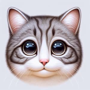 Cat Face Close-Up: Big Eyes, Fluffy Fur & Alert Ears