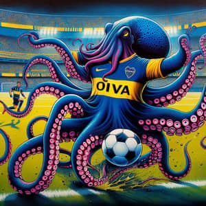 Octopus Playing Soccer in Boca Juniors Jersey | Dynamic Gameplay
