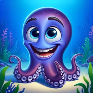 Cheerful Cartoon Octopus 'Gonza' - Vibrant and Playful Image
