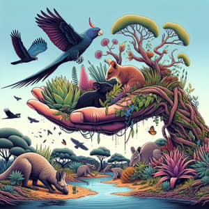Biodiversity Conservation Illustration: Human Care for Wildlife