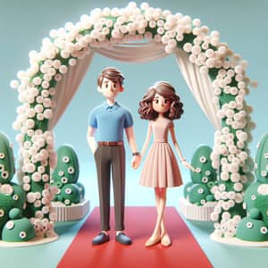 Romantic 3D Rendering of Couple in Garden Setting