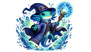 Charming Axolotl Wizard Casting Epic Spell