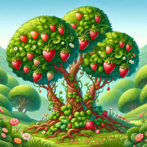 Strawberry Trees in Lush Green Landscape