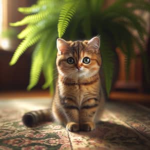 Adorable Striped Tabby Cat on Patterned Rug