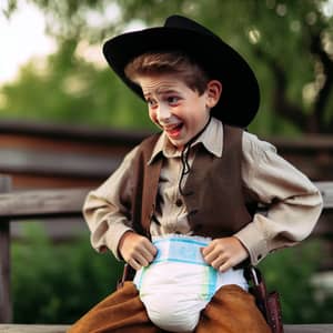 12-Year-Old Boy in Wild West Diaper Comedy