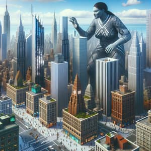 Giantess Engaging Metropolis: Breathtaking Cityscape Scene