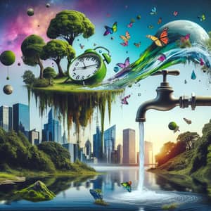 Surreal Fantasy Art: Floating Island, Melting Clock, Glass Butterflies