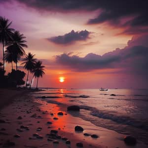 Serene Cambodian Sea Sunset View