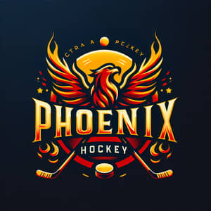 Phoenix Hockey Team Emblem | Fiery Rising Phoenix Design