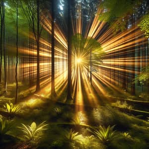 Enchanting Forest Scene In Golden Light | Light Speed Pattern