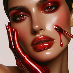 2000s Inspired Glossy Red Makeup Look by Gucci Westman for i-D Magazine Beauty Editorial