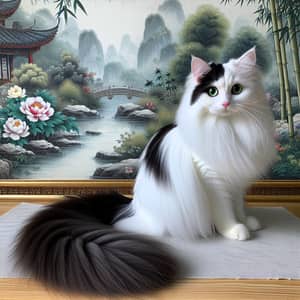 Beautiful Chinese Native Cat with Green Eyes and Silky Fur
