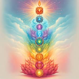 Seven Chakras: Detailed and Vibrant Image with Radiant Lights