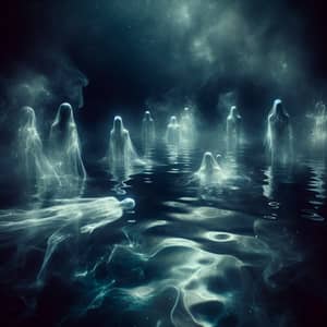 Ethereal Ghostly Figures Emerging from Depths