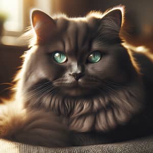 Luxurious Dark Gray Domestic Short-Haired Cat | Emerald Eyes