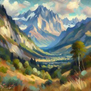Impressionist Mountain Landscape Art | Vibrant Natural Scenery