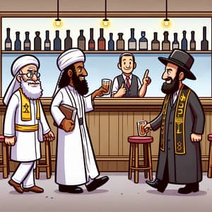Religious Figures from Christianity and Islam Meet Person Practicing Judaism