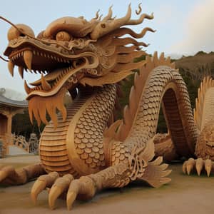 Handcrafted Full-Size Wooden Dragon - Unique Artwork
